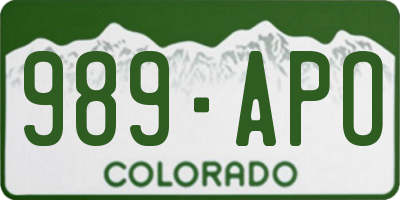 CO license plate 989APO