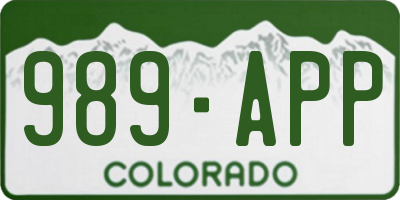 CO license plate 989APP