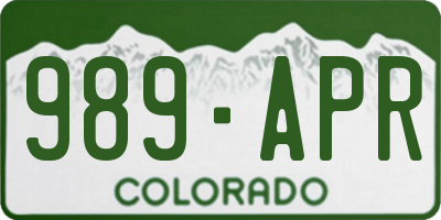 CO license plate 989APR