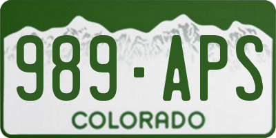 CO license plate 989APS