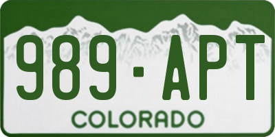CO license plate 989APT