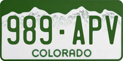CO license plate 989APV