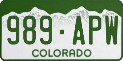CO license plate 989APW