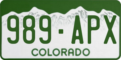 CO license plate 989APX