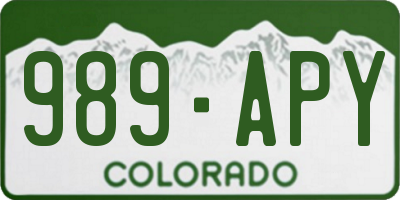 CO license plate 989APY