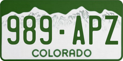CO license plate 989APZ