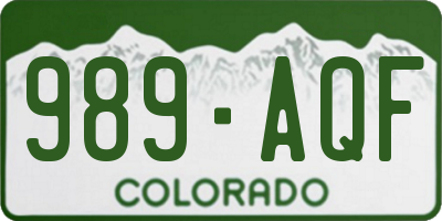 CO license plate 989AQF