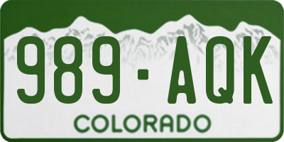 CO license plate 989AQK