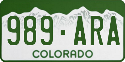 CO license plate 989ARA