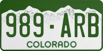 CO license plate 989ARB