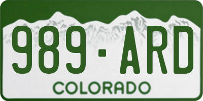 CO license plate 989ARD