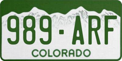 CO license plate 989ARF