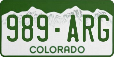 CO license plate 989ARG