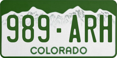 CO license plate 989ARH