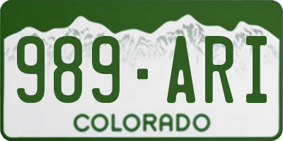 CO license plate 989ARI