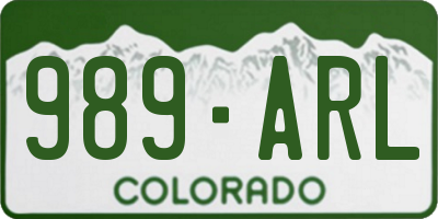 CO license plate 989ARL