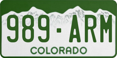 CO license plate 989ARM