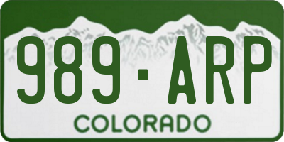 CO license plate 989ARP