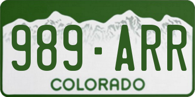 CO license plate 989ARR