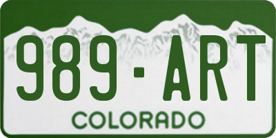 CO license plate 989ART