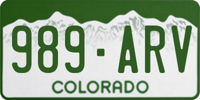 CO license plate 989ARV