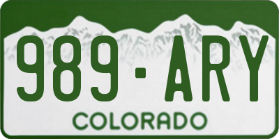 CO license plate 989ARY