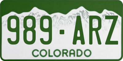 CO license plate 989ARZ