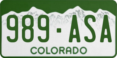 CO license plate 989ASA