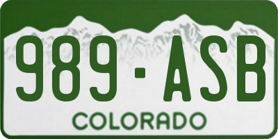 CO license plate 989ASB