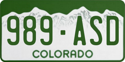 CO license plate 989ASD