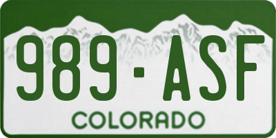 CO license plate 989ASF