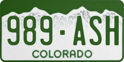 CO license plate 989ASH