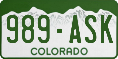 CO license plate 989ASK
