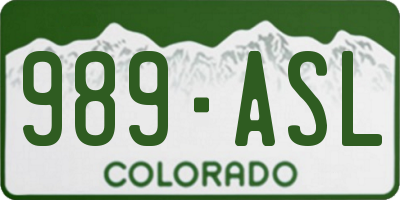 CO license plate 989ASL