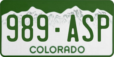 CO license plate 989ASP