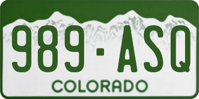 CO license plate 989ASQ