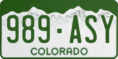 CO license plate 989ASY