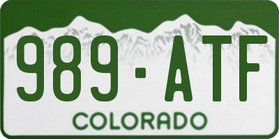 CO license plate 989ATF