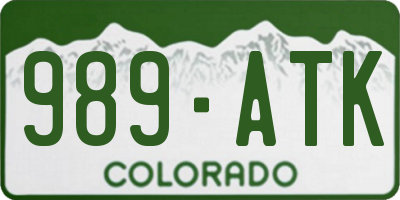 CO license plate 989ATK