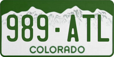 CO license plate 989ATL