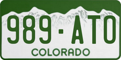 CO license plate 989ATO
