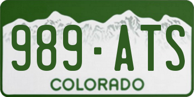 CO license plate 989ATS