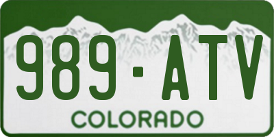 CO license plate 989ATV