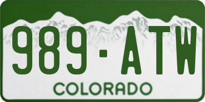 CO license plate 989ATW