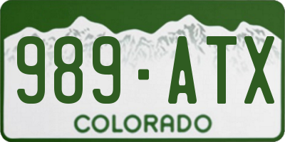 CO license plate 989ATX