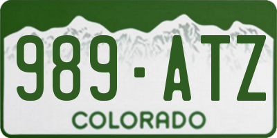 CO license plate 989ATZ