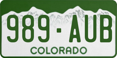 CO license plate 989AUB