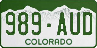 CO license plate 989AUD