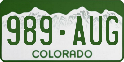 CO license plate 989AUG