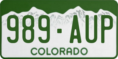 CO license plate 989AUP